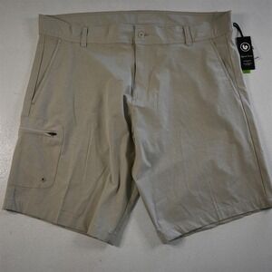 NEW Burnside 40x10.5" Khaki Zip Pocket Performance‎ Cargo Mens Shorts